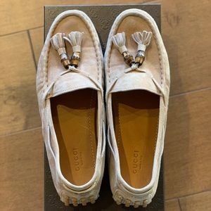 Authentic Gucci Suede Bamboo Moccasins Size 37.5